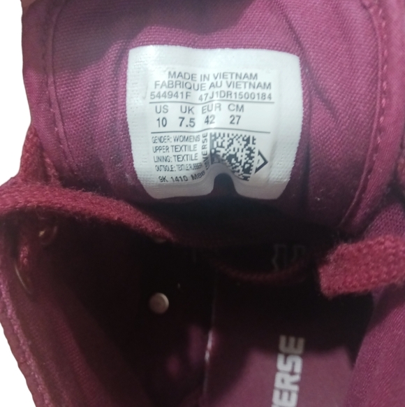 Converse Chuck Taylor Quilted Burgundy High Tops Men's size 8.5 - Picture 8 of 11